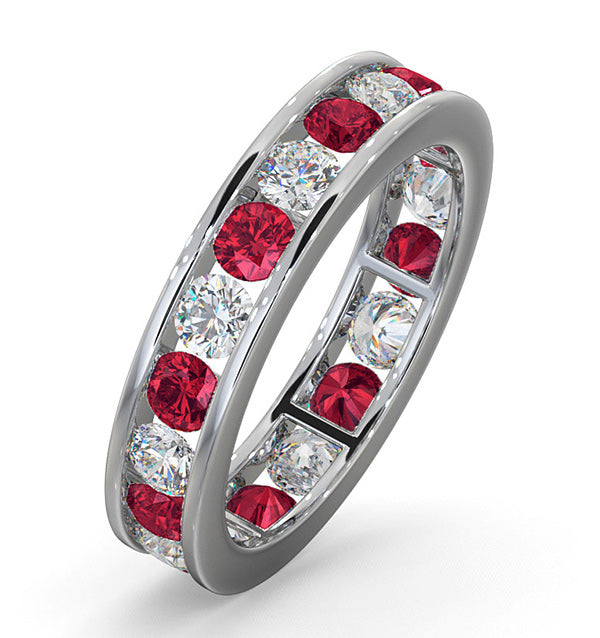 ETERNITY RING RAE DIAMONDS G/VS AND RUBY 1.80CT - 18K WHITE GOLD