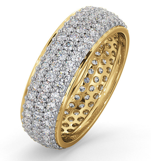 Mens 2ct H/Si Diamond 18K Gold Full Band Ring