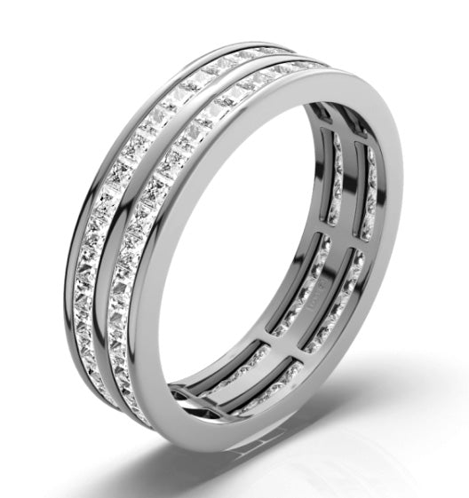 Mens 2ct H/Si Diamond 18K White Gold Full Band Ring