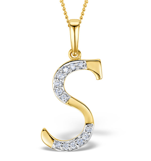 9K Gold Diamond Initial 'S' Necklace 0.05ct