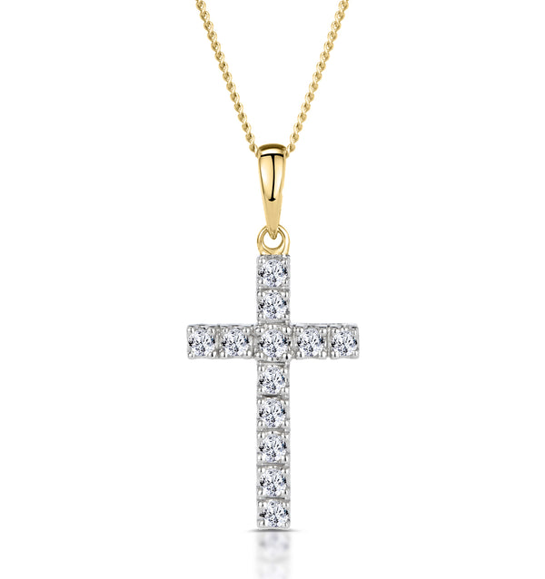 Lab Diamond Cross Necklace Pendant 0.22ct set in 18K Gold Vermeil