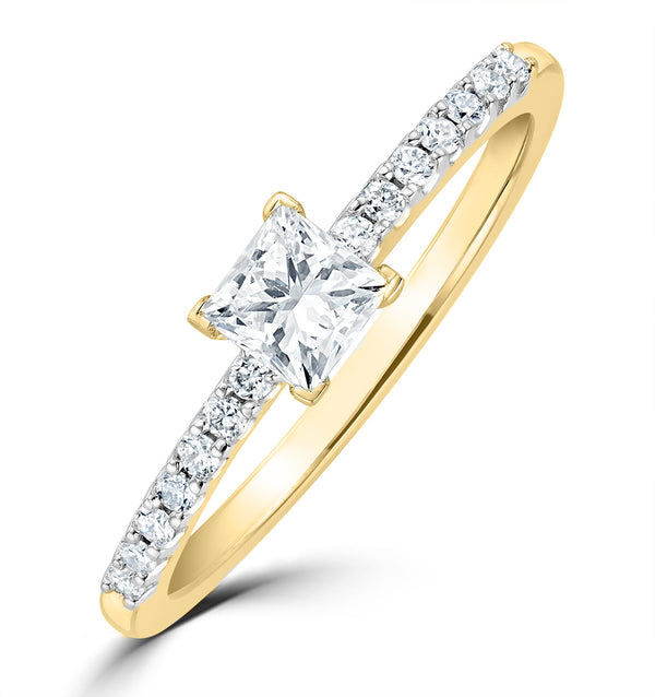 Princess Cut Lab Diamond Engagement Ring 0.25ct H/Si in 18K Gold Vermeil
