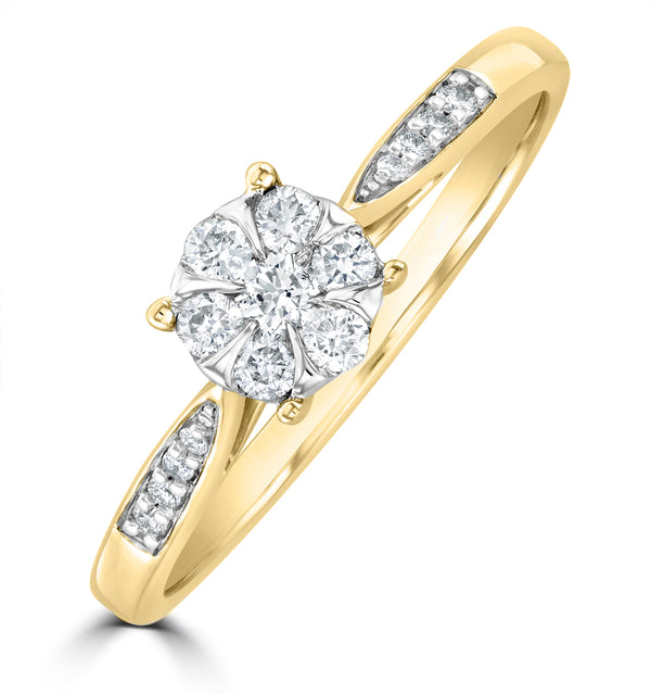 Lab Diamond Engagement Ring With Shoulders 0.25ct H/Si in 18K Gold Vermeil