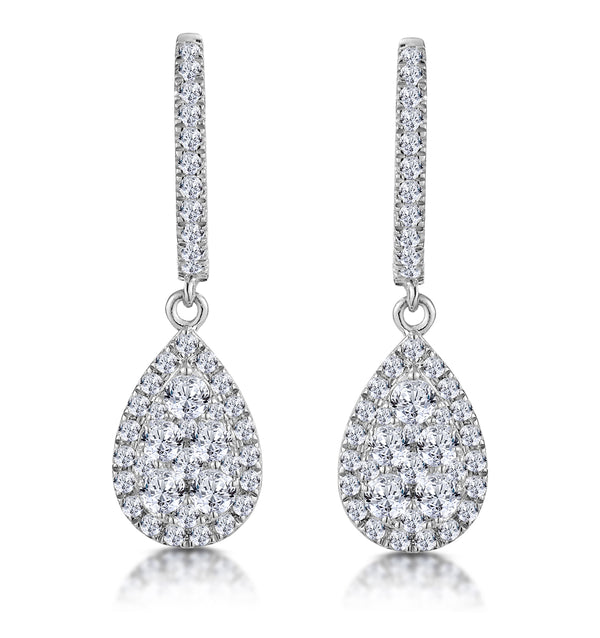 Lab Diamond Pear Cluster Earrings Pave 1ct Set in 9K White Gold