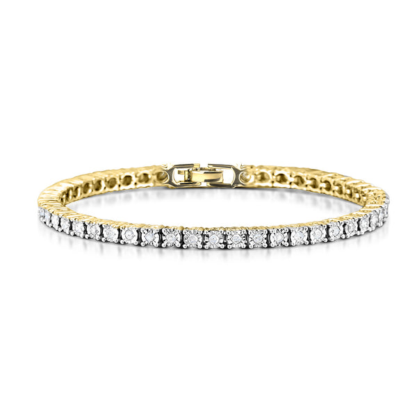 Mens Diamond 1.00ct Tennis Bracelet in 18k Gold Vermeil
