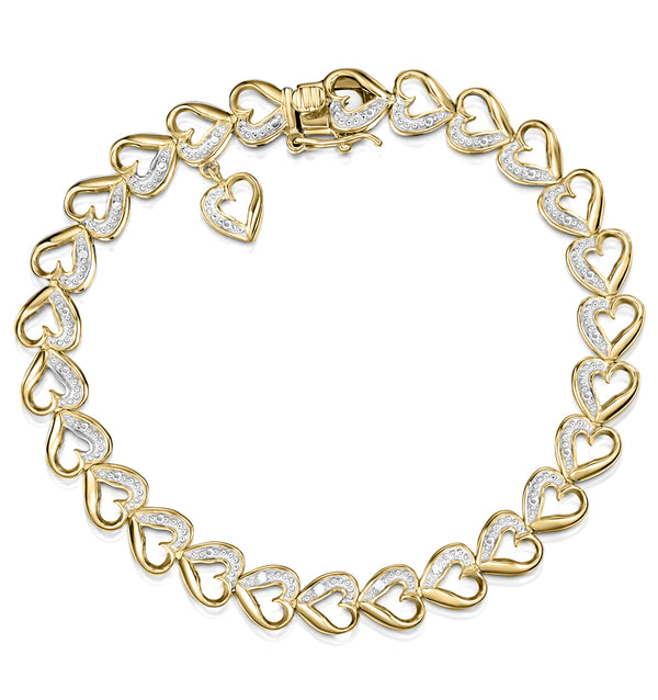 Diamond 18K Gold Vermeil Heart Bracelet