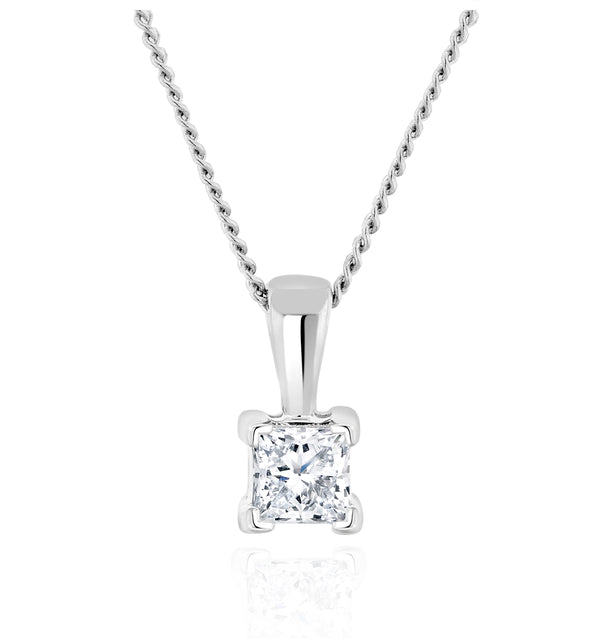 Princess Cut Lab Diamond Pendant Necklace 0.15CT in 9K White Gold