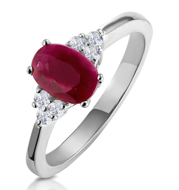 Ruby 0.90ct And Diamond 18K White Gold Ring