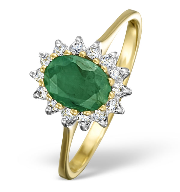 Emerald 0.83ct And Diamond 9K Gold Ring