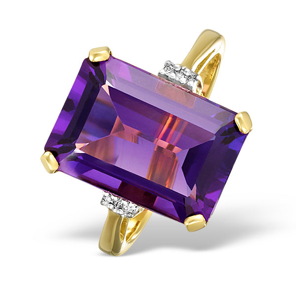 Amethyst 6.40ct And Diamond 9K Gold Ring