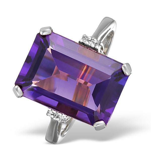 Amethyst 6.40ct And Diamond 9K White Gold Ring