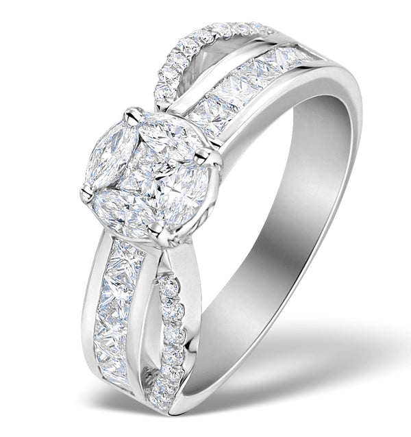 Engagement Ring Galileo 1.50ct Look Diamond in 18K White Gold N4487