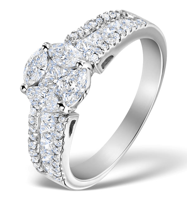 Engagement Ring Galileo 1.50ct Look SI Diamonds 18K White Gold N4489