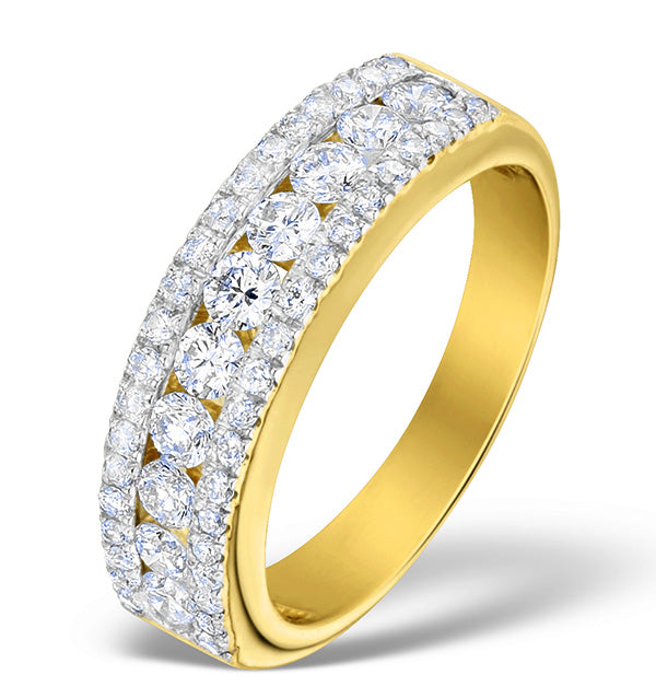 Diamond 1.00ct And 18K Gold Half Eternity Ring - N4495