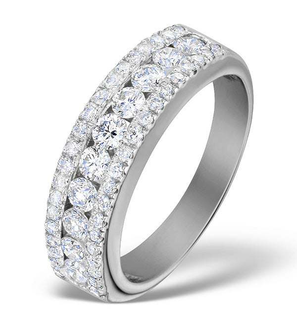 Diamond 1.00ct And Platinum Half Eternity Ring - S3478