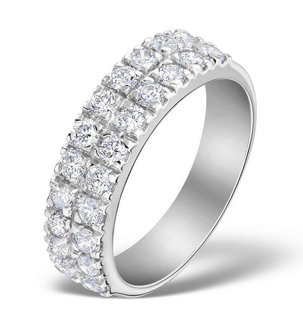 2 Row Diamond 1.00ct And 18K White Gold Half Eternity Ring - N4499