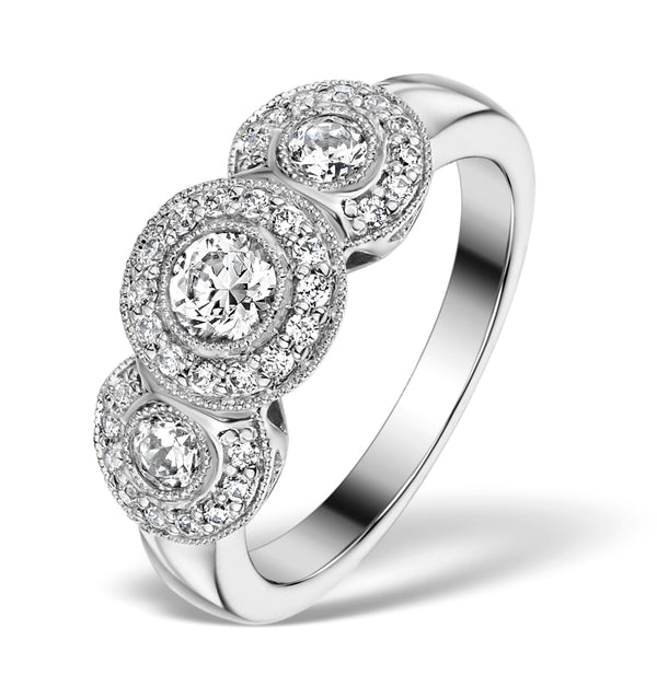 Celeste Halo Pave Ring 0.92ct of H/Si Lab Diamonds in 9K White Gold