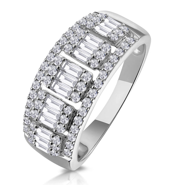 0.85ct Diamond Asteria Baguette Eternity Ring in 18K White Gold