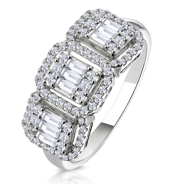 0.80ct Asteria Collection Diamond Baguette Ring in 18K White Gold