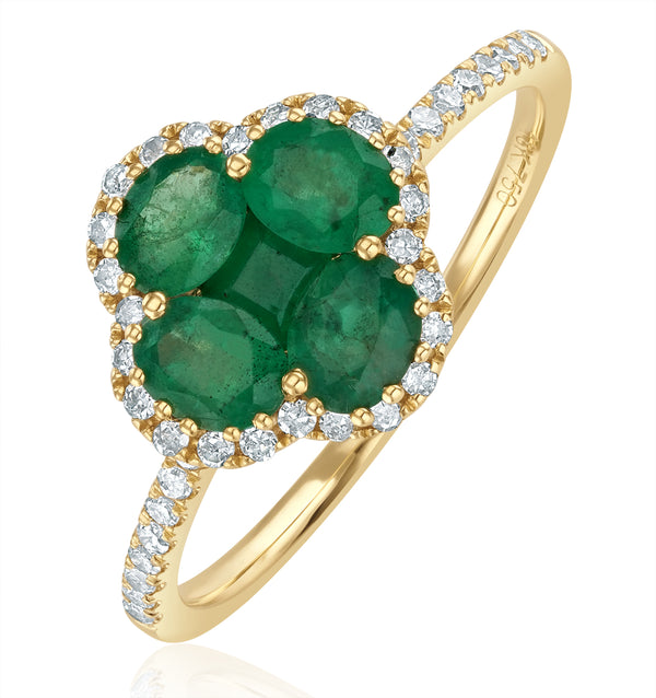 Emerald 1.06ct And Diamond 18K Yellow Gold Alegria Ring