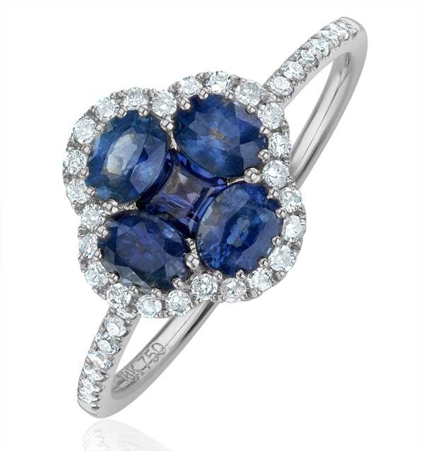 Sapphire 1.31ct And Diamond 18K White Gold Alegria Ring