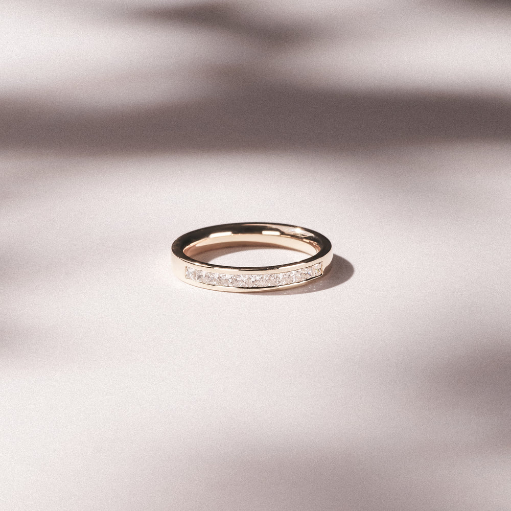 Eterna Lab Diamond Princess Cut Half Eternity Ring 0.50ct H/SI in 18K Gold Vermeil