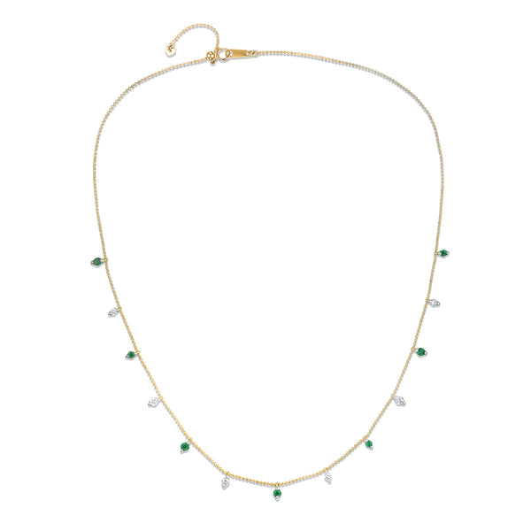 Vivara Lab Emerald and Lab Diamond Necklace Set in 9K Yellow Gold