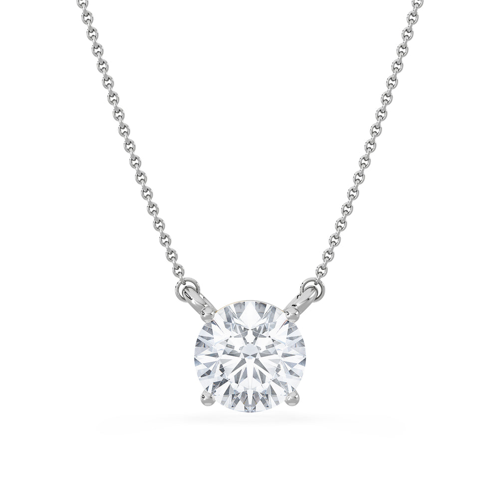 Wanderlust 3.00ct Floating Round Cut Lab Diamond Necklaces in 9K White Gold