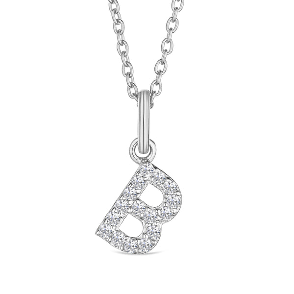 Love Letter Initial B Lab Diamond Necklace set in 925 Sterling Silver