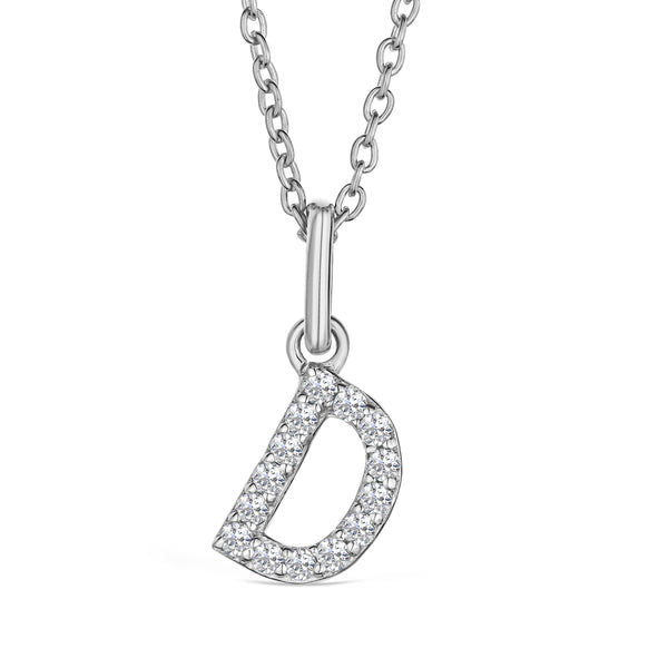 Love Letter Initial D Lab Diamond Necklace set in 925 Sterling Silver