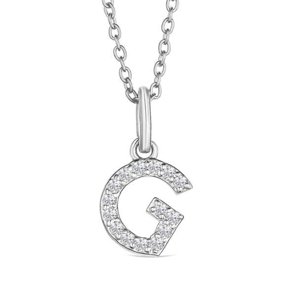 Love Letter Initial G Lab Diamond Necklace set in 925 Sterling Silver