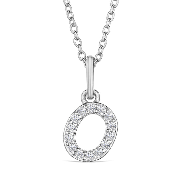 Love Letter Initial O Lab Diamond Necklace set in 925 Sterling Silver