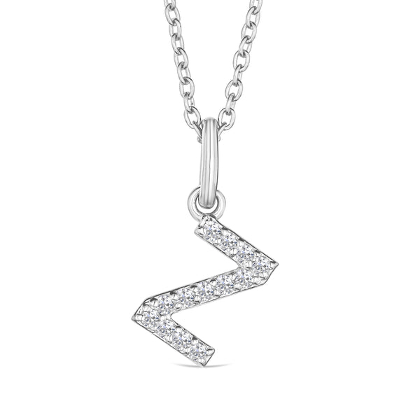 Love Letter Initial Z Lab Diamond Necklace set in 925 Sterling Silver