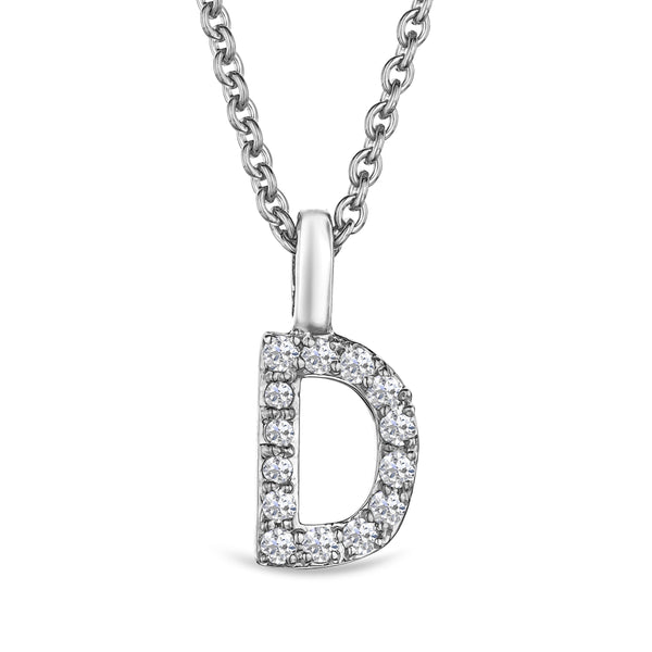 Love Letter Initial D Lab Diamond Necklace set in 9K White Gold