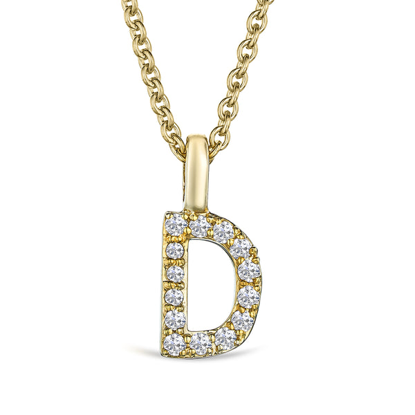 Love Letter Initial D Lab Diamond Necklace set in 9K Yellow Gold