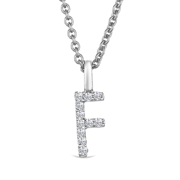 Love Letter Initial F Lab Diamond Necklace set in 9K White Gold