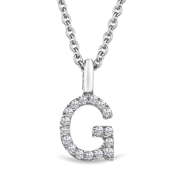 Love Letter Initial G Lab Diamond Necklace set in 9K White Gold