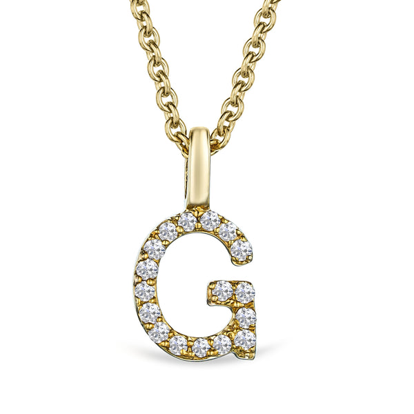 Love Letter Initial G Lab Diamond Necklace set in 9K Yellow Gold