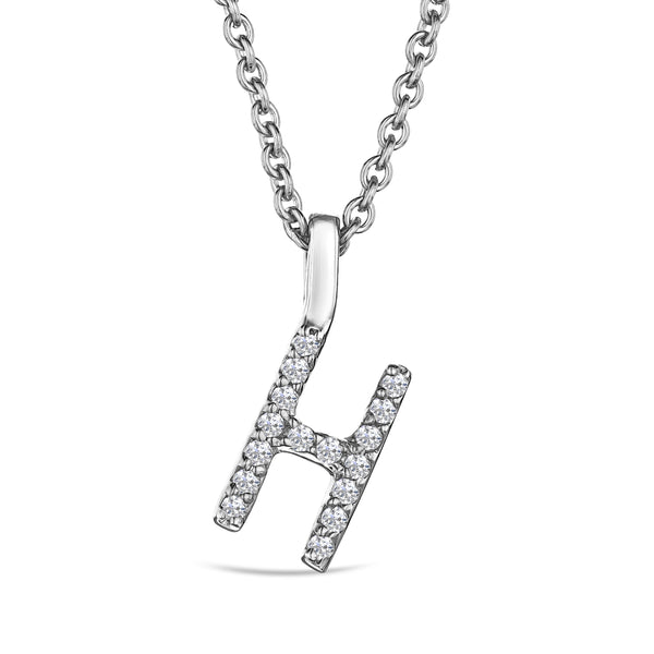 Love Letter Initial H Lab Diamond Necklace set in 9K White Gold