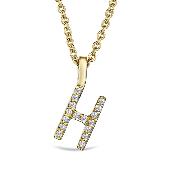 Love Letter Initial H Lab Diamond Necklace set in 9K Yellow Gold