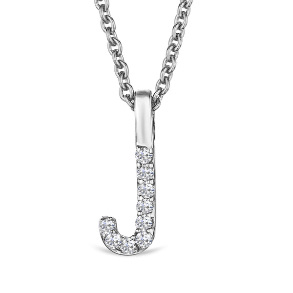 Love Letter Initial J Lab Diamond Necklace set in 9K White Gold