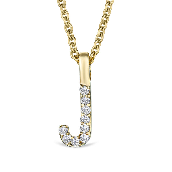 Love Letter Initial J Lab Diamond Necklace set in 9K Yellow Gold