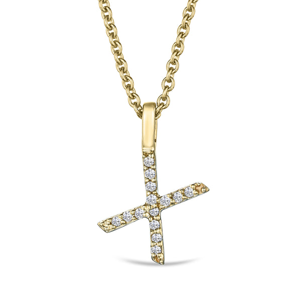 Love Letter Initial X Lab Diamond Necklace set in 9K Yellow Gold