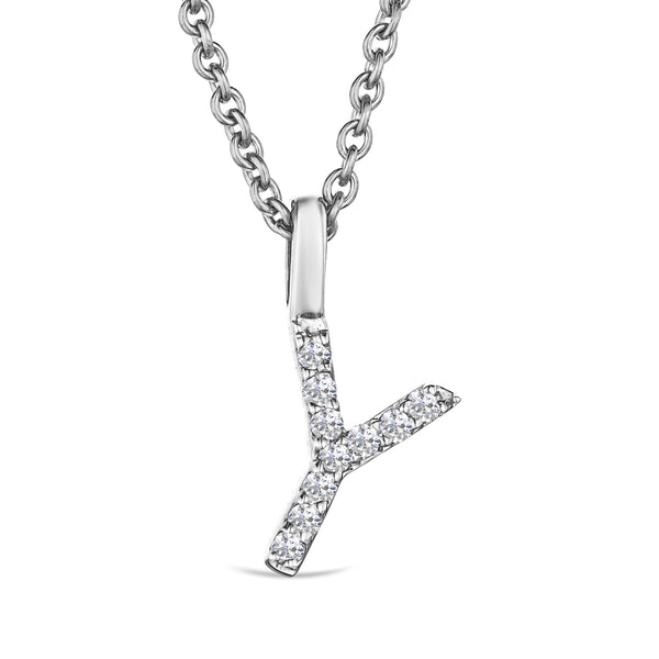Love Letter Initial Y Lab Diamond Necklace set in 9K White Gold