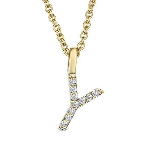 Love Letter Initial Y Lab Diamond Necklace set in 9K Yellow Gold