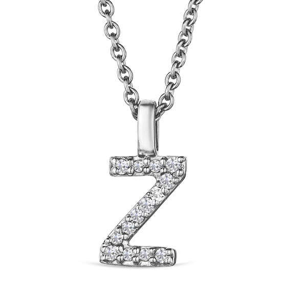 Love Letter Initial Z Lab Diamond Necklace set in 9K White Gold