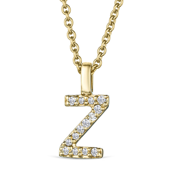 Love Letter Initial Z Lab Diamond Necklace set in 9K Yellow Gold