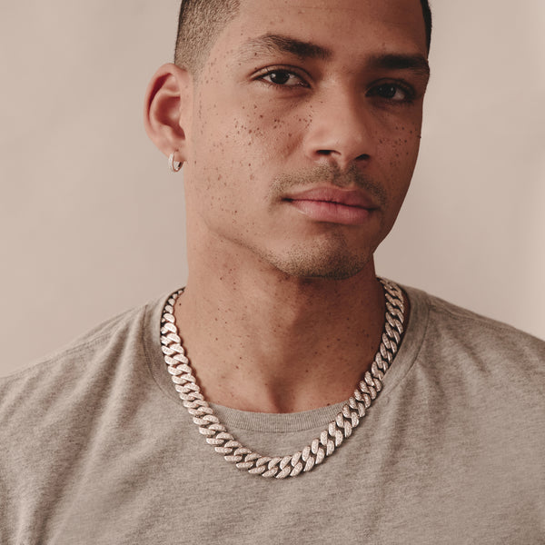 21 Inch Havana Cuban Lab Diamond Necklace 8.00ct Set in 925 Silver