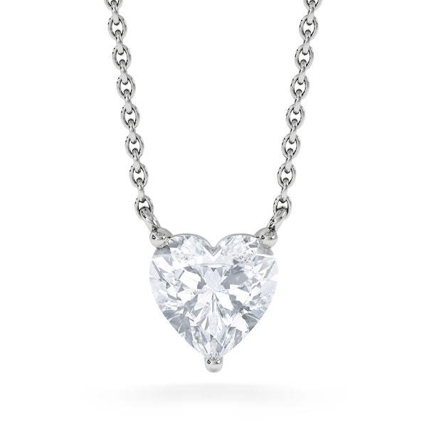 Wanderlust Floating Heart Cut Lab Diamond Solitaire Necklace 1.00ct H/SI in 9K White Gold