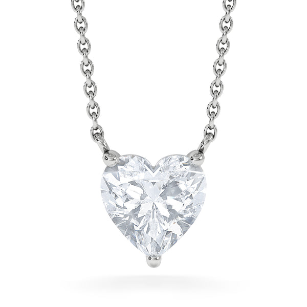 Wanderlust Floating Heart Cut Lab Diamond Solitaire Necklace 1.50ct H/SI in 9K White Gold